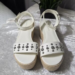 Marc Fisher Joyce Espadrille  Sandals with Silver Accents